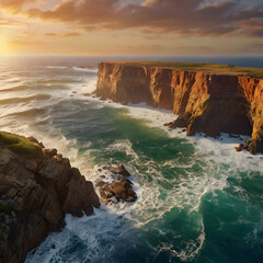 Obraz premium Coastal cliffs at sunset
