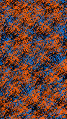 Vibrant grunge style background with orange and blue speckles