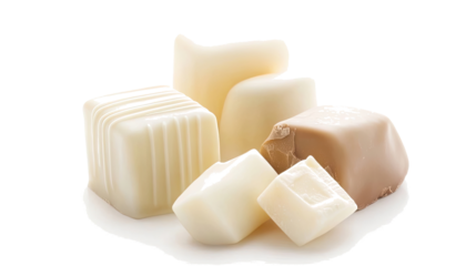 Delightful White Chocolates on Clear Background Generative AI