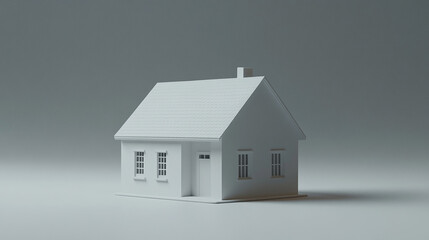 シンプルな白い家のミニチュアモデル