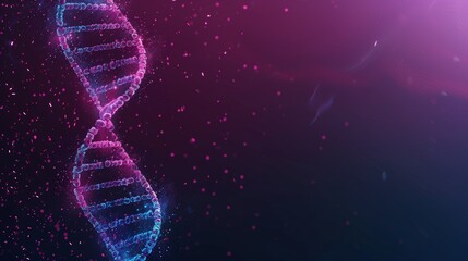 Obraz premium Abstract DNA Spin Microscopic View of Human Genome Structure on Dark Background