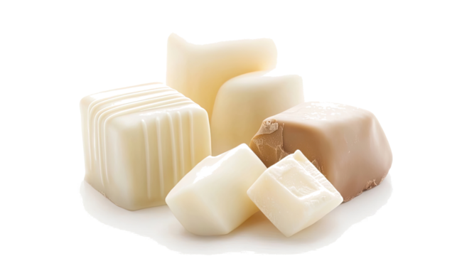 Delightful White Chocolates on Clear Background Generative AI