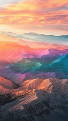 Fototapeta premium Serene Mountain Landscape at Sunrise with Warm Tones and Soft Hues