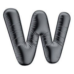 Asset 3D Alphabet Letter W Black Balloon Black Friday Birthday Isolated Background