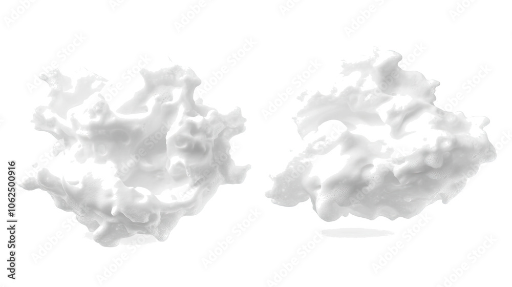 Poster white soap foams floating on a transparent background for design use generative ai