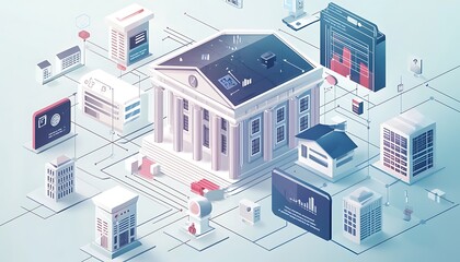 Concept diagram for open banking, showcasing API technology in fintech.