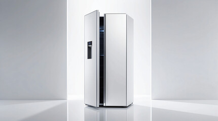 Sleek White Side-by-Side Refrigerator in Minimalist Studio