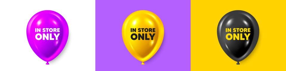 Birthday balloons 3d icons. In store sale tag. Special offer price sign. Advertising discounts symbol. Store sale text message. Party balloon banners with text. Birthday or sale ballon. Vector