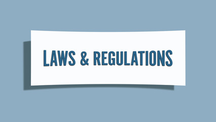 Laws & Regulations. A card isolated on blue background.