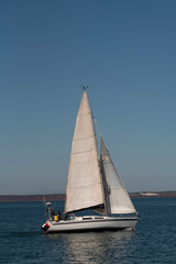 Saldanha Bay  West Coast South Africa. 10.01.2023.  Sailing lesson on a yacht on Saldanha Bay on the west coast of South Africa