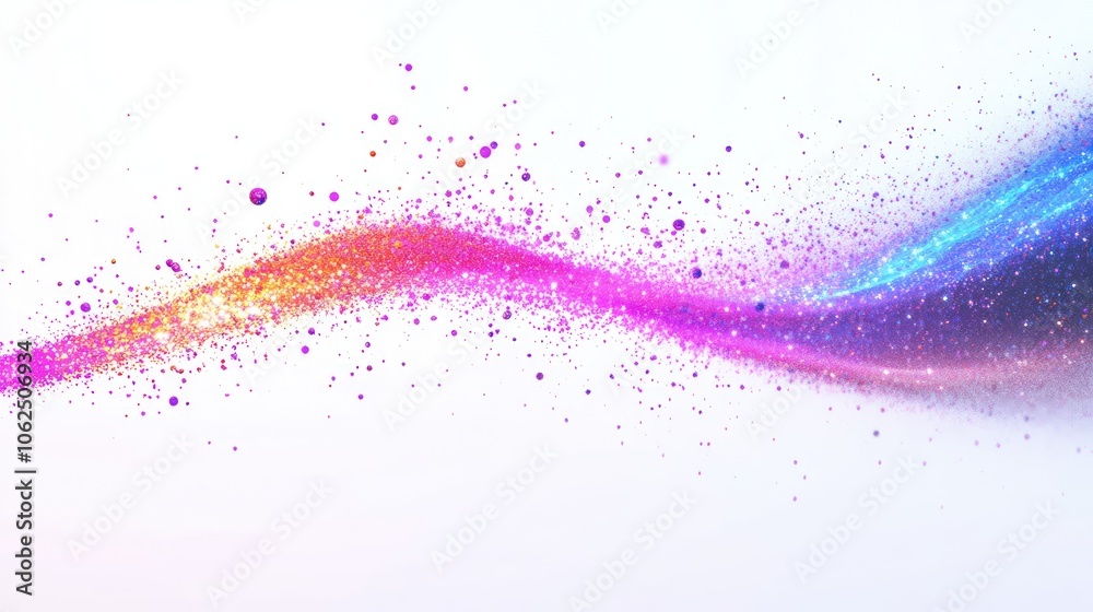 Poster colorful abstract neon particle wave with vibrant flowing patterns generative ai