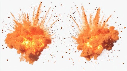 Realistic Explosion Powder Rendering With Vibrant Orange Bursts Generative AI