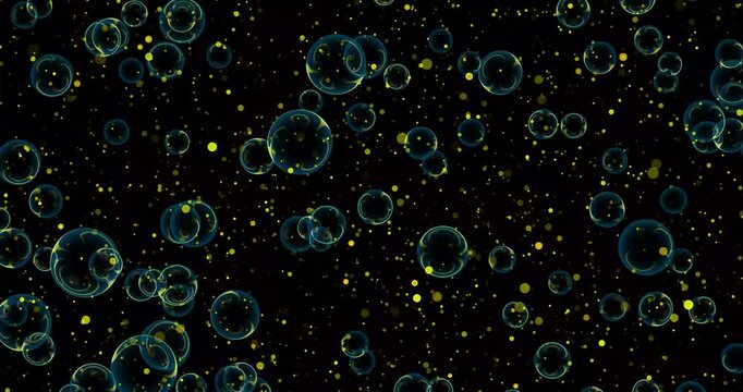 Sfondo per decorazione di Natale : bolle colorate vaganti nello spazio con polvere di stelle