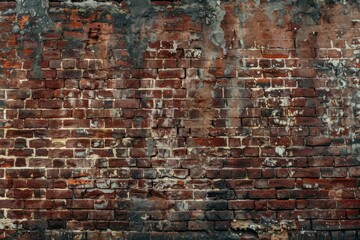  Old cracked red brick wall from industrial area. Detailed photo textured background