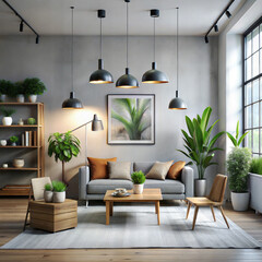 A modern industrial style living room expose