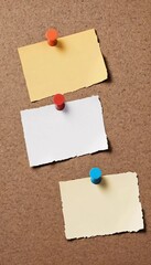 Fototapeta premium A piece of vintage blank note paper is secured with tape to a textured brown surface, ideal for business communications or reminders, conveying an old-fashioned office style. Generative AI
