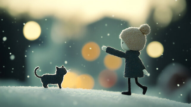 Winter whispers: dancing with feline friends