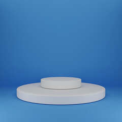 white stand on blue background, 3d rendering illustration