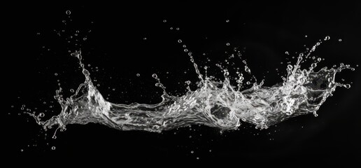 Water Splashing and Droplets Against a Black Background