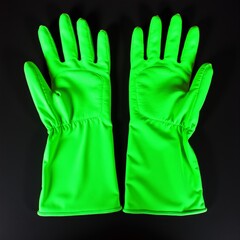 Obraz premium Vibrant neon green gardening gloves - ideal for safety blogs, work gear websites, gardening catalogs, and eco-friendly lifestyle presentations