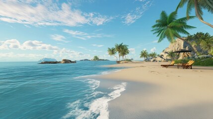 High-Definition 3D Seaside Scenery for Computer Backgrounds
