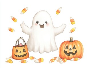 Friendly Ghost, Jack-O-Lantern, and Candy Corn for Halloween