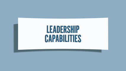 Leadership Capabilities. A card isolated on blue background.