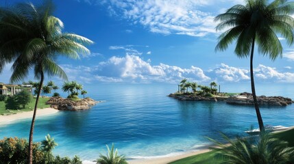 High-Definition 3D Seaside Scenery for Computer Backgrounds