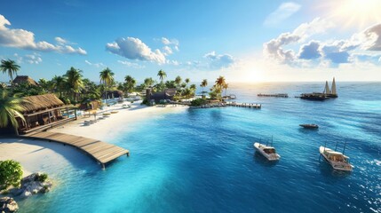 Fototapeta premium High-Definition 3D Seaside Scenery for Computer Backgrounds