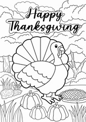 Thanksgiving coloring lineart for Kids