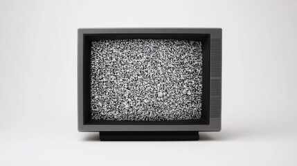 Vintage Television with Black and White Static Displaying Classic Analog TV Signal Interference