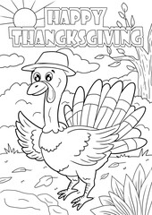 Thanksgiving coloring lineart for Kids