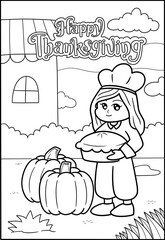 Thanksgiving coloring lineart for Kids