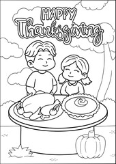 Thanksgiving coloring lineart for Kids