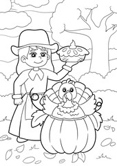 Thanksgiving coloring lineart for Kids