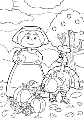 Thanksgiving coloring lineart for Kids