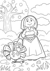Thanksgiving coloring lineart for Kids