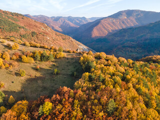 Autumn view of Rhodope mountain near village of Borovo, Bulgaria