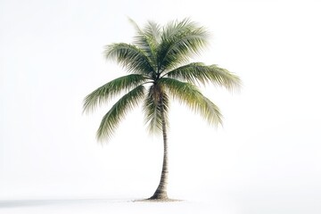 Majestic Tropical Palm Tree with Lush Green Fronds on a Pristine White Background for Versatile Use