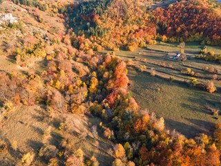 Obraz premium Autumn view of Rhodope mountain near village of Borovo, Bulgaria