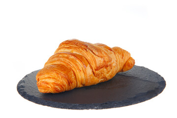 Crisp fresh croissants in the background