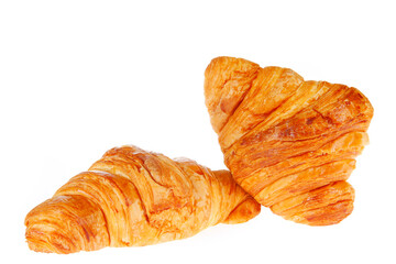 Crisp fresh croissants in the background