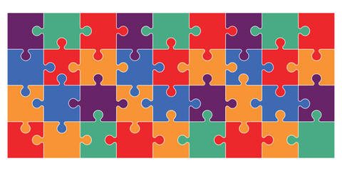 World autism awareness day puzzle background template. Colorful puzzles vector background. Symbol of autism. Medical flat illustration.