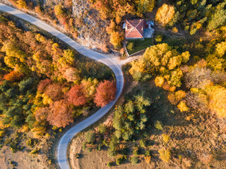 Autumn view of Rhodope mountain near village of Borovo, Bulgaria