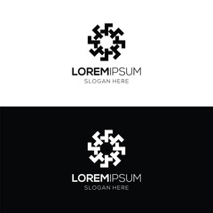 Black and White Geometric Brand Logo Design Template