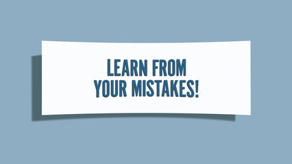 Learn from your Mistakes. A card isolated on blue background.
