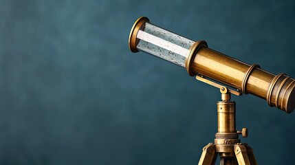 Vintage telescope with brass finish on a textured background.