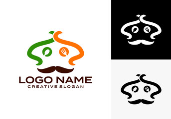 Chef Restaurant Logo Design with Spoon and Fork in his eyes