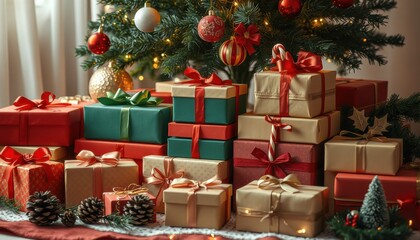 Set of beautifully wrapped gift boxes