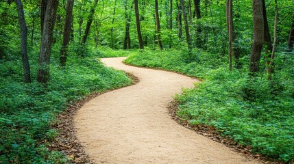 Obraz premium A winding path through a lush green forest.